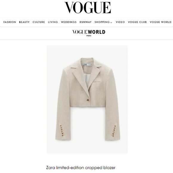 NEW Zara Limited Edition Linen Cropped Tweed Blazer Jacket, blogger Fav - Picture 1 of 16